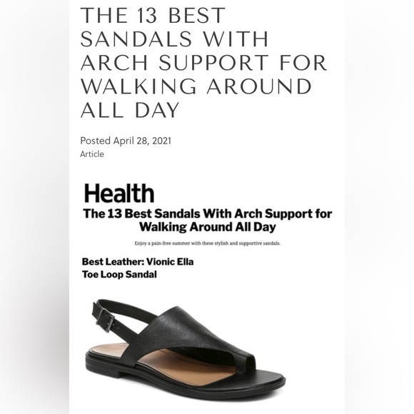 Vionic Ella Leather Women’s Toe Loop Arch Support Comfort Sandal Black Size 8M - Picture 1 of 12